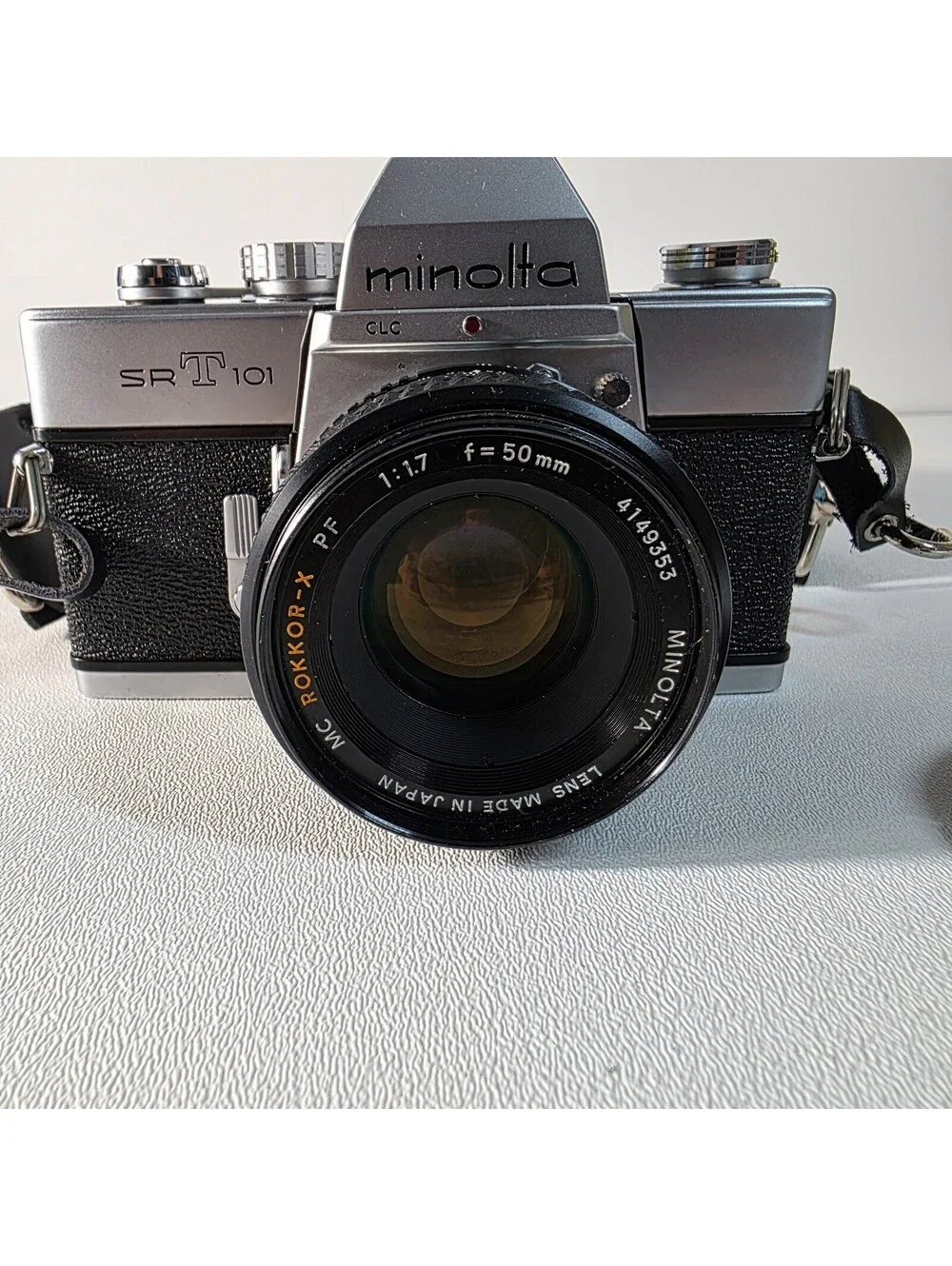 Minolta SRT 101 35mm Film Camera MC Rokkor PF 50mm F/1.7 W/Minolta  Strap